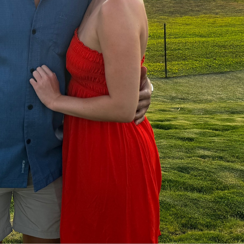 Red Mini dress with runched bodice